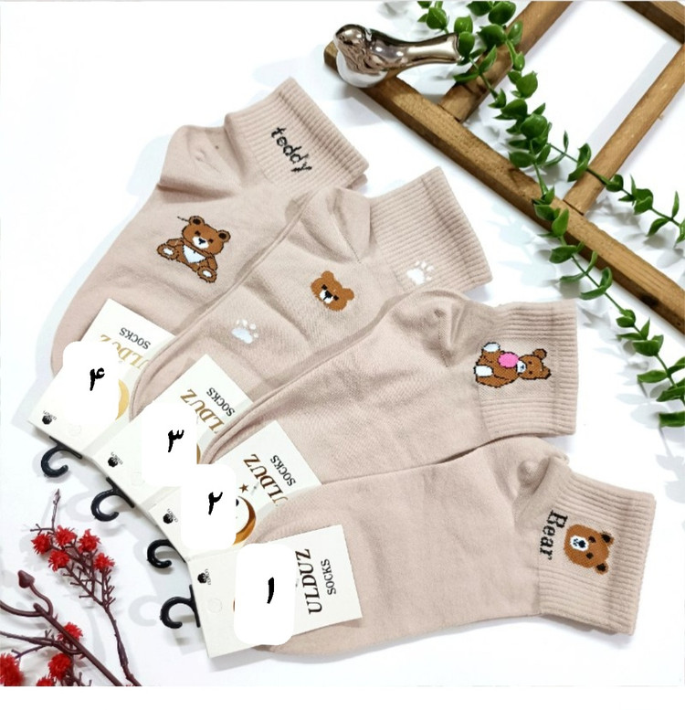 جوراب نیمساق کش انگلیسی تدی ۴طرح نسکافه ای