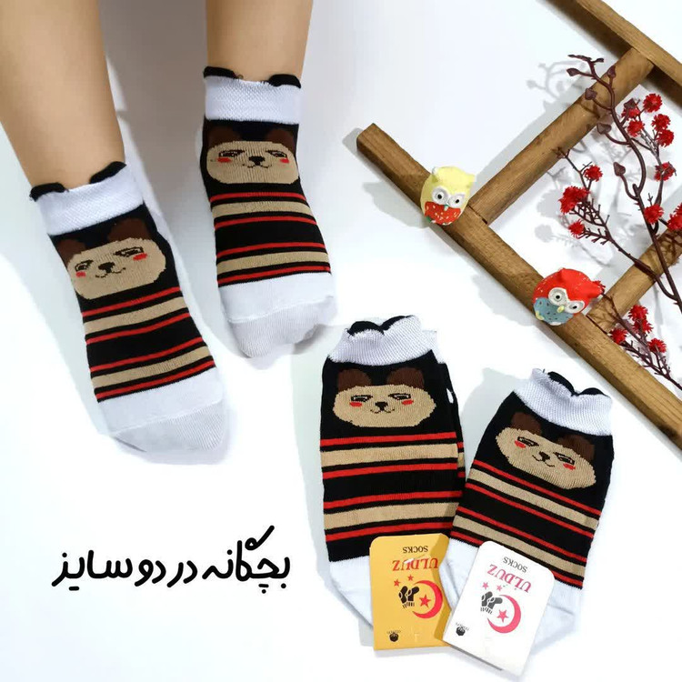 جوراب بچگانه طرح حیوانات گوشدار مناسب ۲ تا ۹ سال