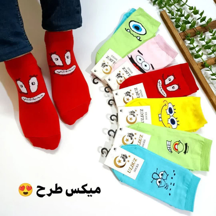 بسته ۶تایی جوراب مچی فانتزی خانواده باب اسفنجی بالای ۱۰سال