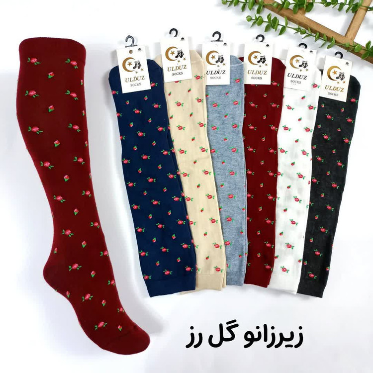 جوراب سه ربع زنانه طرح گل سرخ