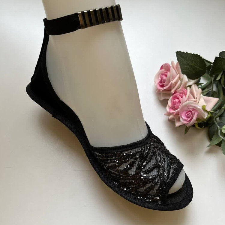 پاپوش کف چرم جلوباز طرح شیشه ای سنگی لمه