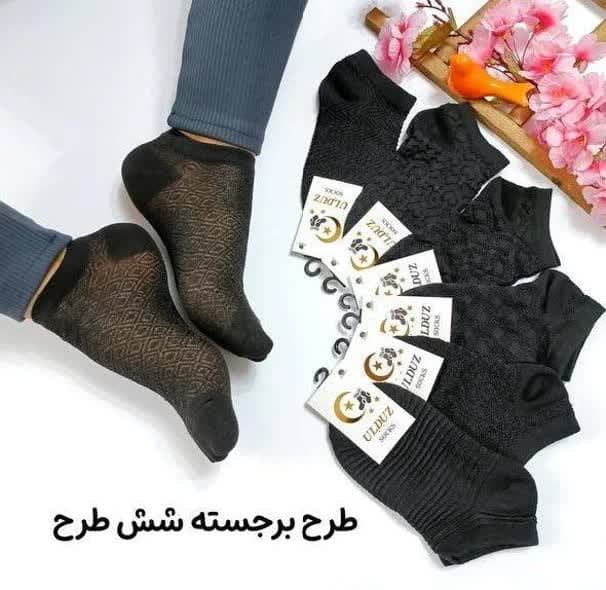 جوراب مچی شیشه ای زنانه مدل 6طرح مشکی