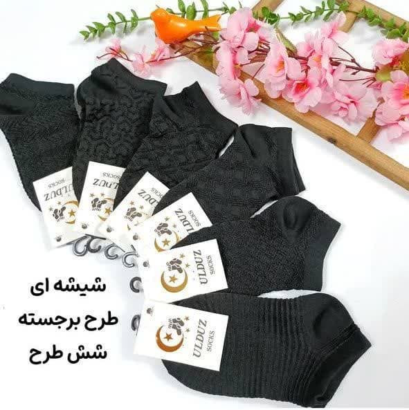جوراب مچی شیشه ای زنانه مدل 6طرح مشکی
