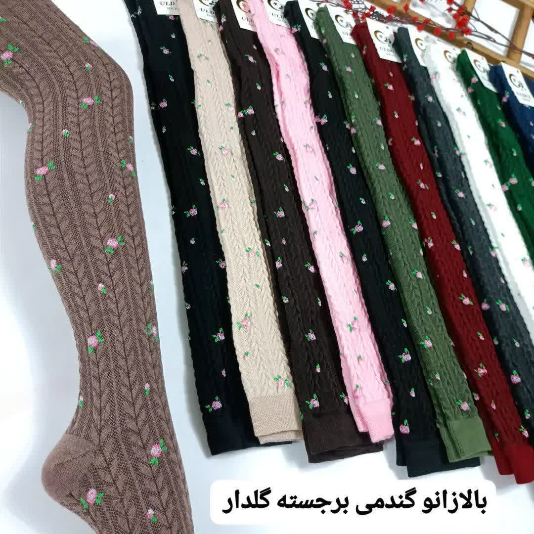 جوراب بالا زانو زنانه طرح گندمی گلدار