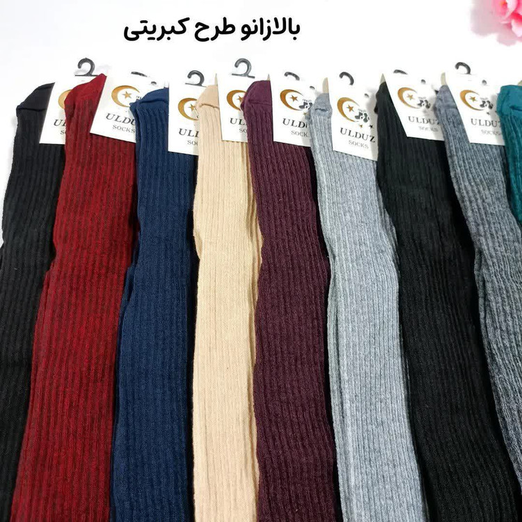جوراب بالا زانو زنانه طرح بیسکویتی