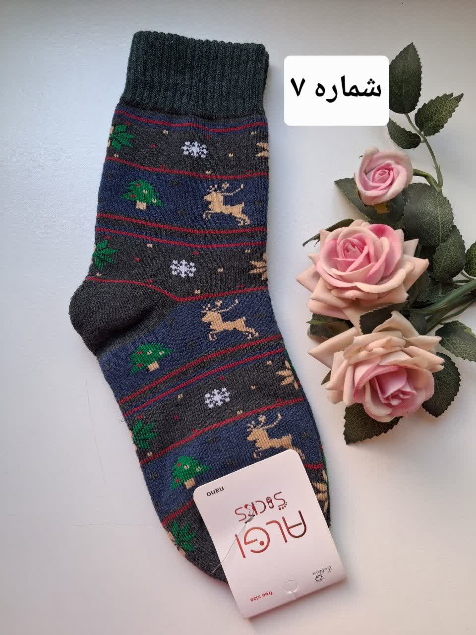 جوراب ساق بلند حوله ای طرح گوزن