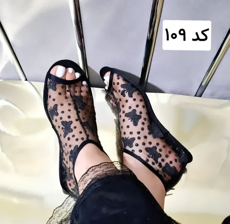 پاپوش کف چرم طرح پروانه خالدار پشت زیپدار