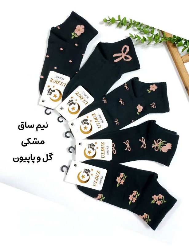 جوراب نیمساق دخترانه گل و پاپیون مناسب ۸تا۱۲ سال