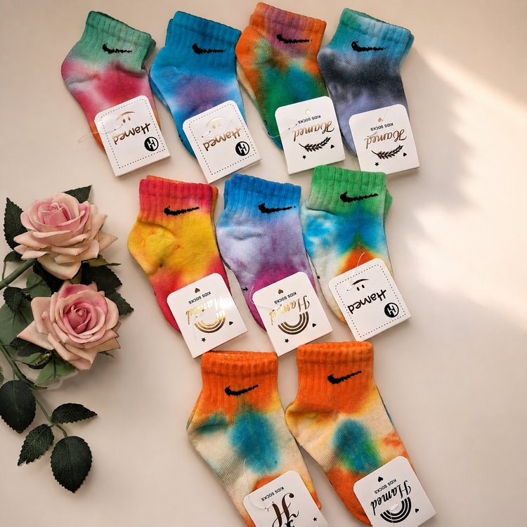 جوراب بچگانه کش انگلیسی طرح نایک آبرنگی