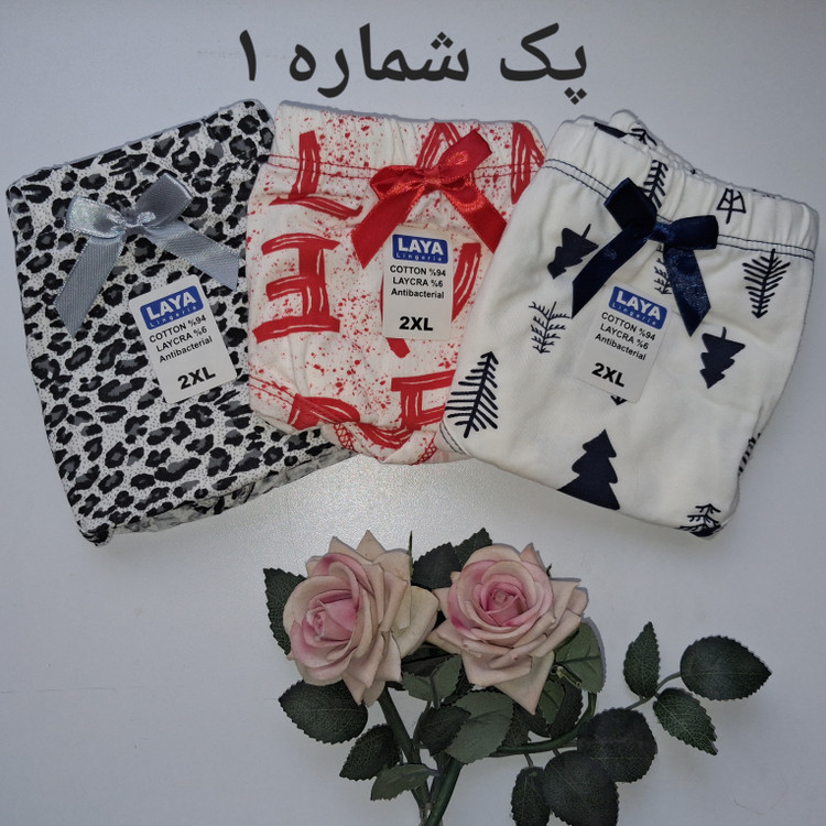 شورت نخ پنبه اعلای لعیا طرح میکس مناسب سایز ۴۰ تا ۴۶