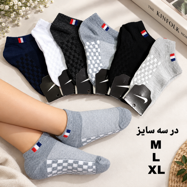 جوراب مچی کف شطرنجی مناسب 3 تا 10 سال